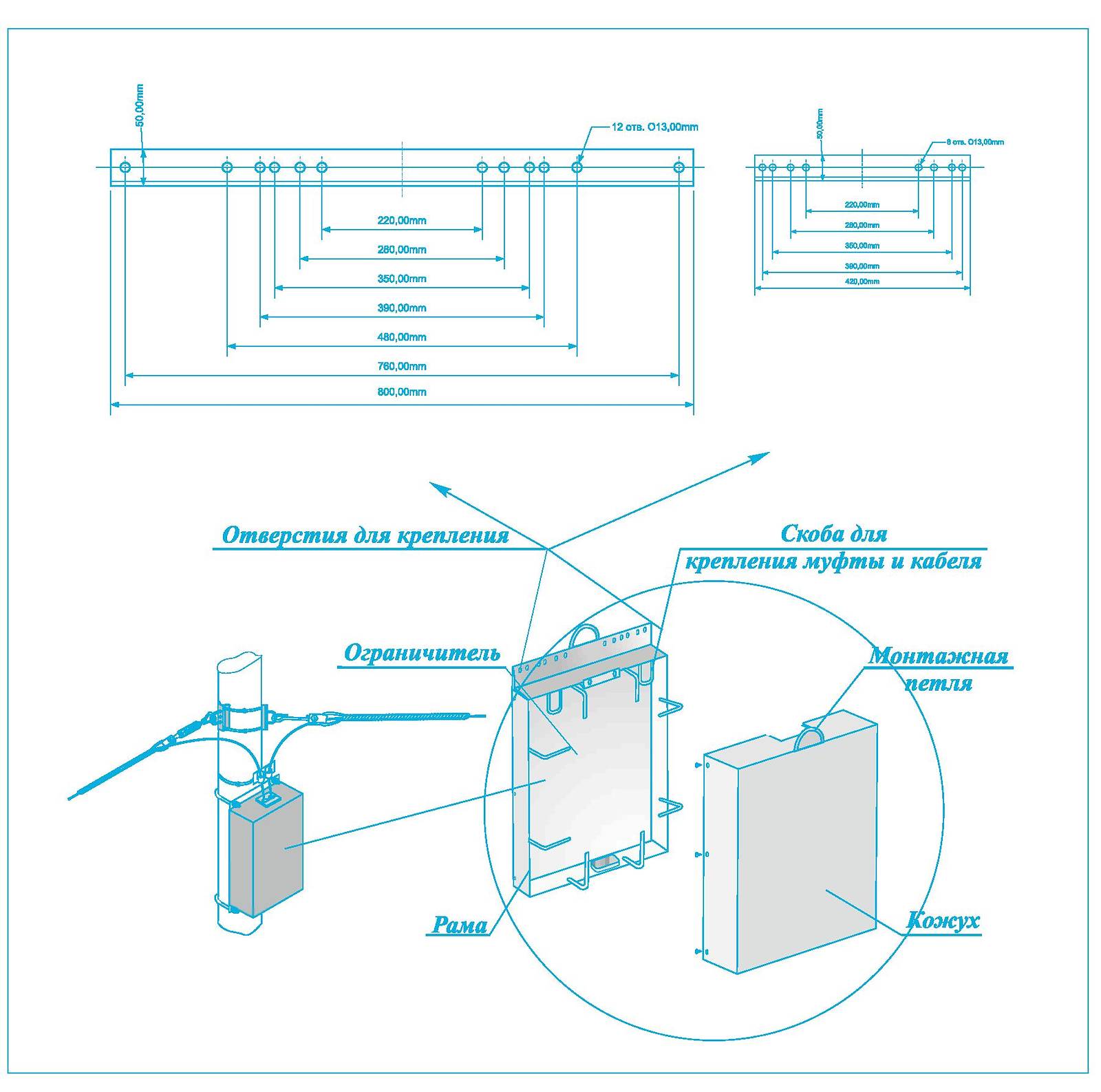 Шкаф типа ШРМ для размещения муфт и запасов оптического кабеля